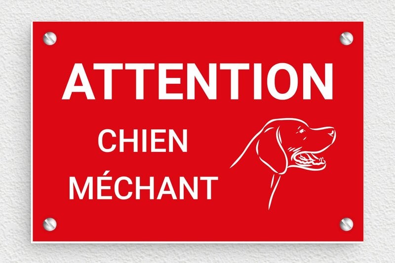 Attention au chien - Plaque attention chien méchant - 150 x 100 mm - PVC - rouge-blanc - screws - pl-villa-040-1