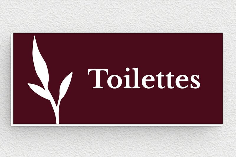 Plaque de porte WC - Toilettes et salle de bains - PVC - 80 x 35 mm - bordeau-blanc - glue - plaque-de-porte-salle-de-bain-et-toilettes-002-1