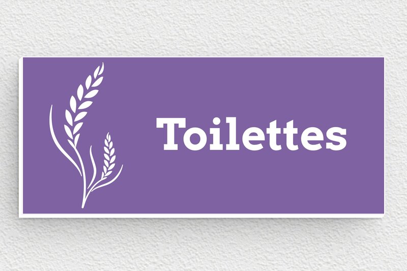 Plaque de porte WC - Toilettes et salle de bains - PVC - 80 x 35 mm - mauve-blanc - glue - plaque-de-porte-salle-de-bain-et-toilettes-002-2