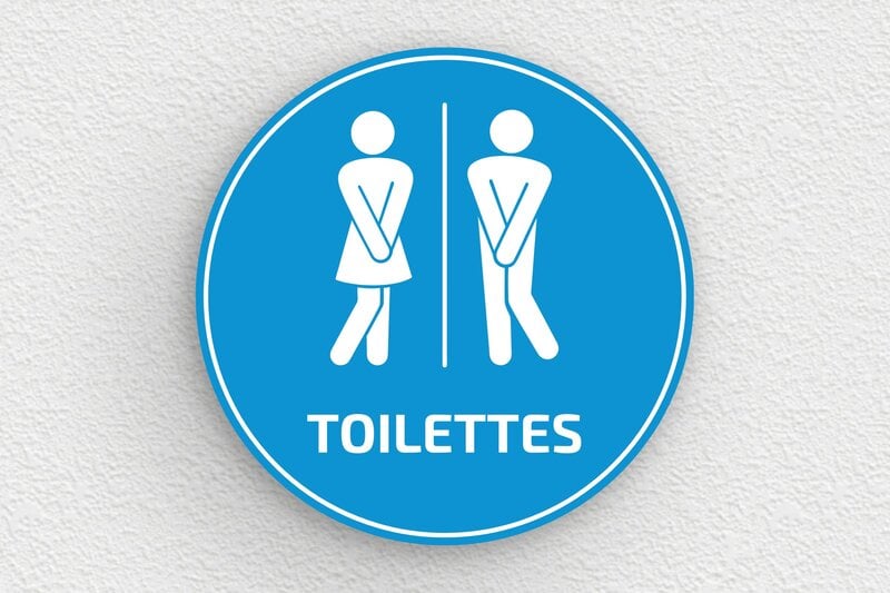 Plaque de porte WC - Toilettes et salle de bains - PVC - 200 x 200 mm - bleu-ciel-blanc - glue - plaque-de-porte-salle-de-bain-et-toilettes-004-2