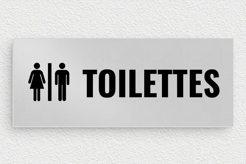 Plaque de porte WC - Toilettes et salle de bains - Aluminium - 150 x 60 mm - anodise - glue - plaque-de-porte-salle-de-bain-et-toilettes-006-2