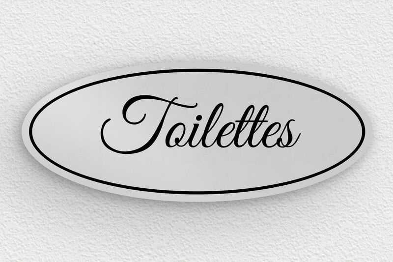Plaque de porte WC - Toilettes et salle de bains - Aluminium - 150 x 60 mm - anodise - glue - plaque-de-porte-salle-de-bain-et-toilettes-011-2