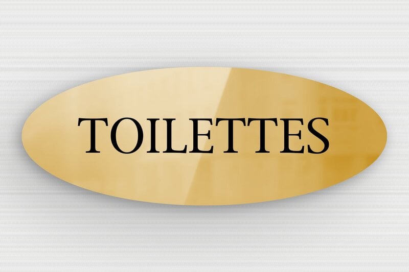 Plaque de porte WC - Toilettes et salle de bains - Laiton - 210 x 80 mm - poli - glue - plaque-de-porte-salle-de-bain-et-toilettes-012-2