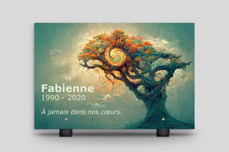 Plaque funéraire arbre de vie - Plexiglass 8mm - 300 x 200 mm - custom - feet - plaque-funeraire-017-3