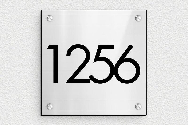 Numero de maison gris anthracite  - PVC - 100 x 100 mm - gris-brillant-noir - screws - plaque-maison-gris-015-1