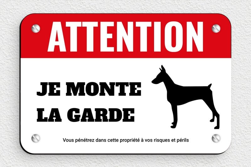 Panneau chien méchant - Plaque attention chien de garde - 150 x 100 mm - PVC - custom - screws - plaque-maison-portail-chien-001-3