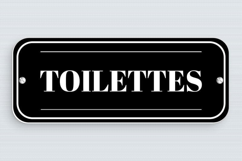 Plaque de porte WC - Toilettes et salle de bains - PVC - 190 x 75 mm - noir-blanc - screws - plaque-porte-wc-sdb-002-1