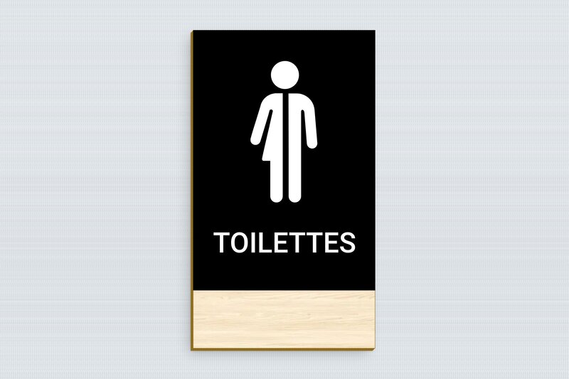 Plaque de porte WC - Toilettes et salle de bains - Bois - 120 x 210 mm - erable - glue - plaque-porte-wc-sdb-007-1