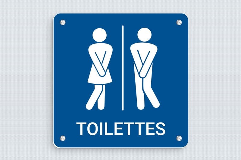 Signalétique Toilette et WC - PVC - 150 x 150 mm - bleu-blanc - screws - plaque-porte-wc-sdb-008-1