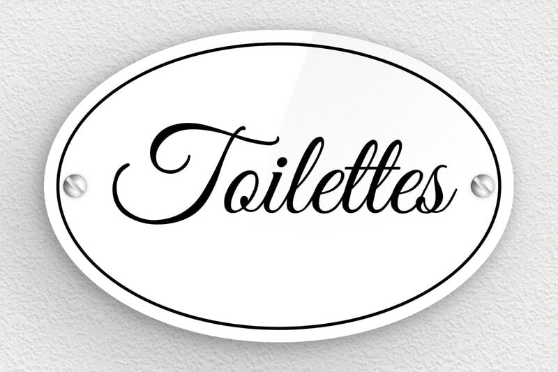 Plaque de porte WC - Toilettes et salle de bains - Plexiglass - 120 x 80 mm - custom - screws - plaque-porte-wc-sdb-013-1