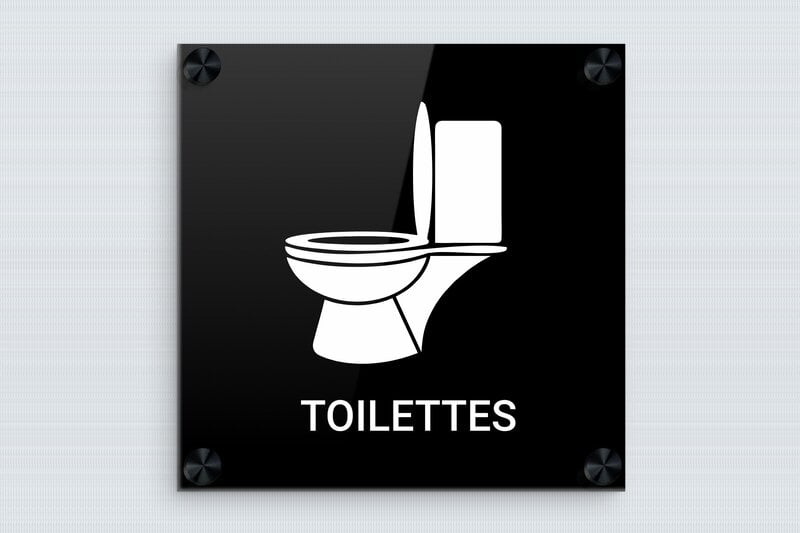 Signalétique Toilette et WC - Plexiglass - 150 x 150 mm - custom - screws-caps - plaque-porte-wc-sdb-020-1