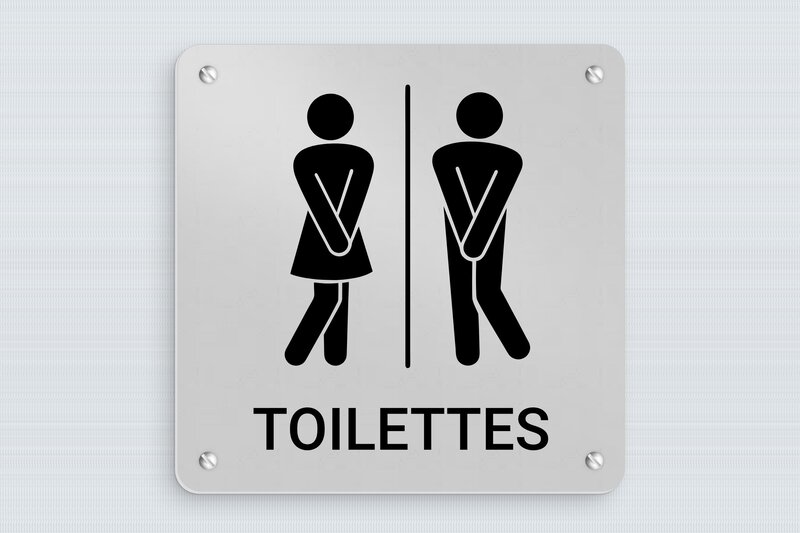 Plaque de porte WC - Toilettes et salle de bains - Aluminium - 150 x 150 mm - anodise - screws - plaque-porte-wc-sdb-025-1