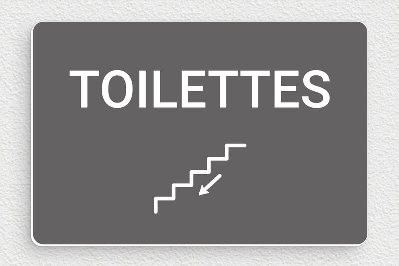 Signalétique Toilette et WC - PVC - 150 x 100 mm - gris-souris-blanc - glue - plaque-toilettes-001-2