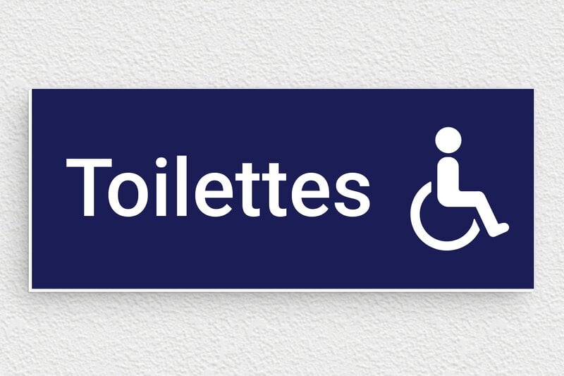Plaque de porte WC - Toilettes et salle de bains - PVC - 150 x 60 mm - bleu-marine-blanc - glue - plaque-toilettes-003-2