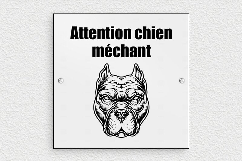 Attention au chien - Plaque attention chien méchant - 150 x 150 mm - PVC - gris-noir - screws - plaque-villa-024-2