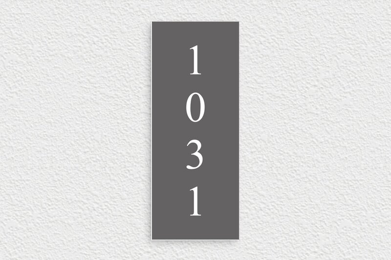 Numéro de porte original à personnaliser - PVC - 100 x 250 mm - gris-souris-blanc - glue - plaque-villa-044-2