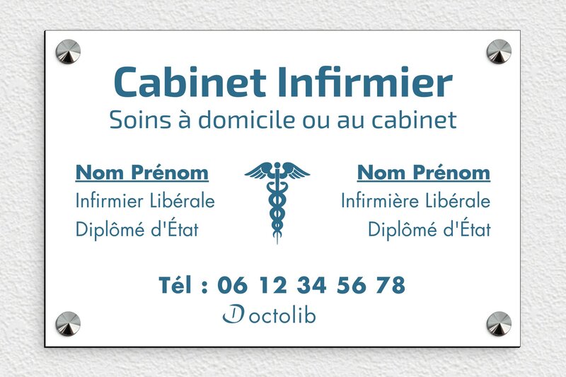 Plaque professionnelle cabinet infirmier - PVC - 300 x 200 mm - custom - screws-caps - plaquepro-job-cabinet-infirmier-006-4