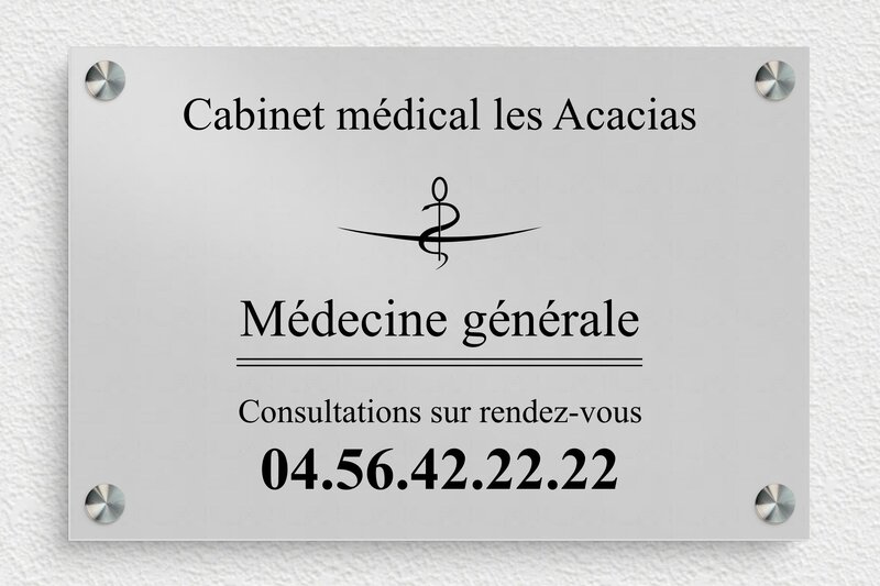 Plaque professionnelle cabinet médical - Aluminium - 300 x 200 mm - anodise - screws-spacer - plaquepro-job-cabinet-medical-002-2