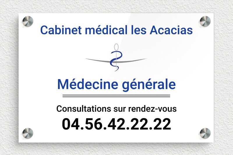 Plaque professionnelle cabinet médical - Plexiglass - 300 x 200 mm - custom - screws-spacer - plaquepro-job-cabinet-medical-004-1