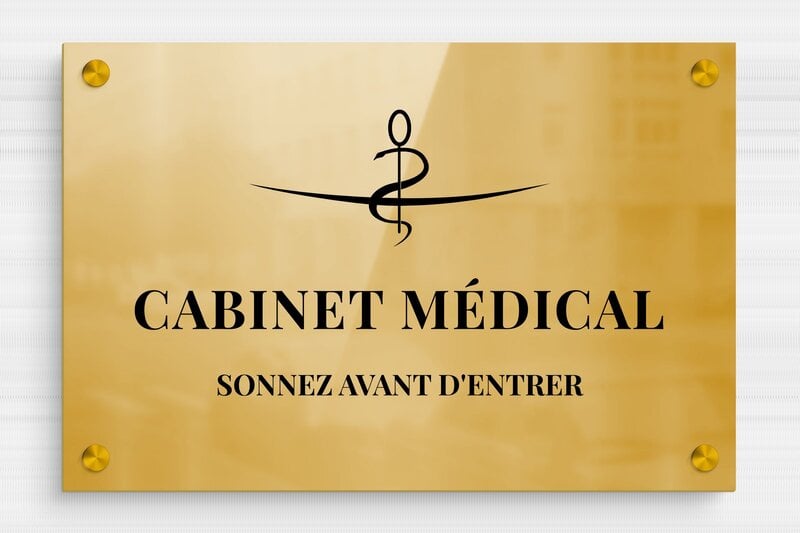 Plaque professionnelle cabinet médical - Laiton - 300 x 200 mm - poli - screws-spacer - plaquepro-job-cabinet-medical-004-4