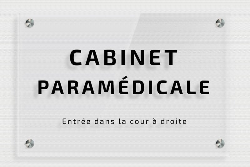 Plaque professionnelle paramédicale - Plexiglass Transparent - 300 x 200 mm - transparent - screws-spacer - plaquepro-job-cabinet-paramedical-001-4
