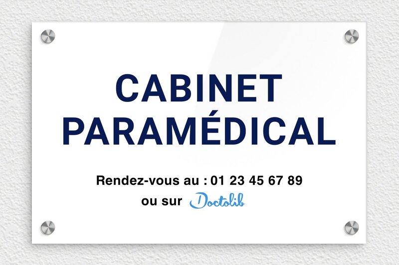 Plaque professionnelle paramédicale - Plexiglass - 300 x 200 mm - custom - screws-caps - plaquepro-job-cabinet-paramedical-002-1