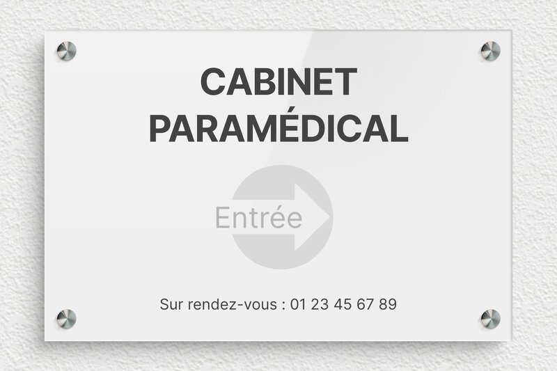 Plaque professionnelle paramédicale - Plexiglass - 300 x 200 mm - custom - screws-spacer - plaquepro-job-cabinet-paramedical-quadri-001-3