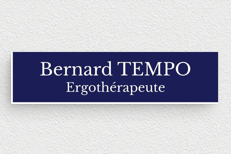 Plaque Ergothérapeute - PVC - 100 x 25 mm - bleu-marine-blanc - glue - plaquepro-job-ergotherapeute-006-1