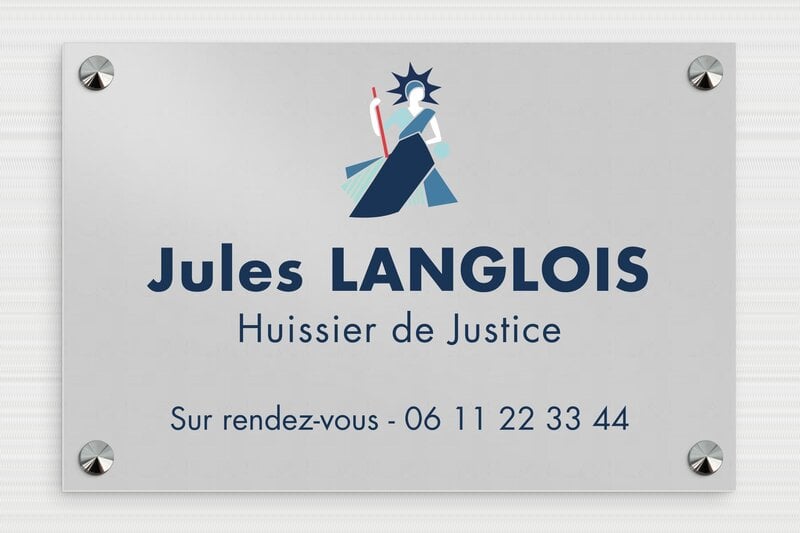Plaque Huissier de justice - Aluminium - 300 x 200 mm - anodise - screws-caps - plaquepro-job-huissier-001-3