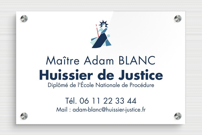 Plaque Huissier de justice - Plexiglass - 300 x 200 mm - custom - screws-spacer - plaquepro-job-huissier-002-1