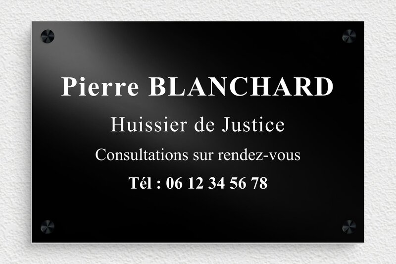 Plaque Huissier de justice - Aluminium - 300 x 200 mm - noir - screws-spacer - plaquepro-job-huissier-003-4