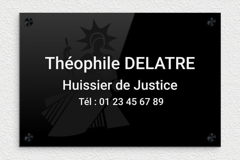 Plaque Huissier de justice - Plexiglass - 300 x 200 mm - custom - screws-caps - plaquepro-job-huissier-004-1