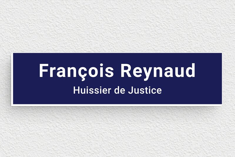 Plaque Huissier de justice - PVC - 100 x 25 mm - bleu-marine-blanc - glue - plaquepro-job-huissier-005-1