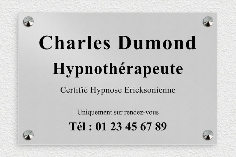 Plaque Hypnothérapeute - Aluminium - 300 x 200 mm - anodise - screws-caps - plaquepro-job-hypnotherapeute-002-4