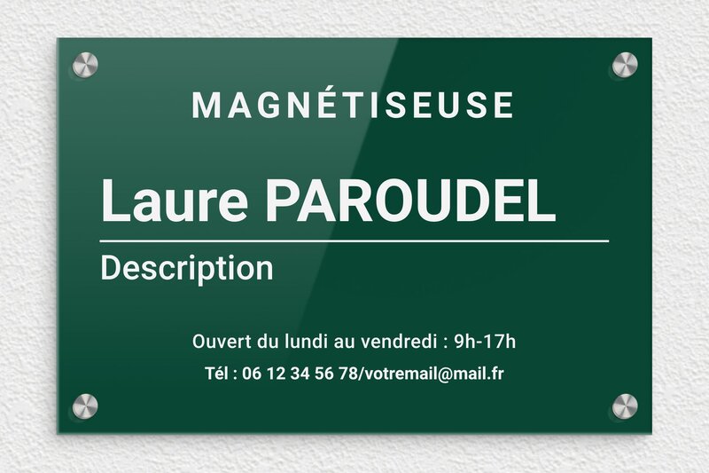 Plaque Magnétiseur - Plexiglass - 300 x 200 mm - vert-blanc - screws-caps - plaquepro-job-magnetiseur-004-4