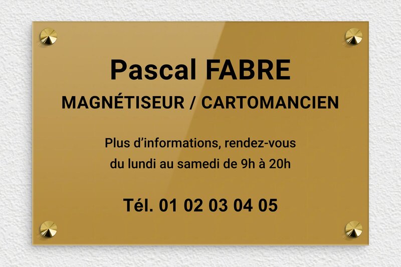 Plaque Magnétiseur - Plexiglass - 300 x 200 mm - or-fonce-noir - screws-caps - plaquepro-job-magnetiseur-005-0