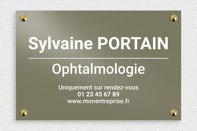 Plaque ophtalmologue - Aluminium - 300 x 200 mm - taupe - screws-caps - plaquepro-job-ophtalmologie-012-4