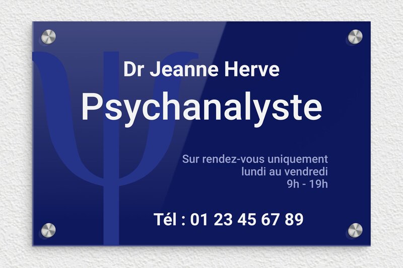Plaque professionnelle psychanalyste - Plexiglass - 300 x 200 mm - custom - screws-caps - plaquepro-job-psychanalyste-003-1