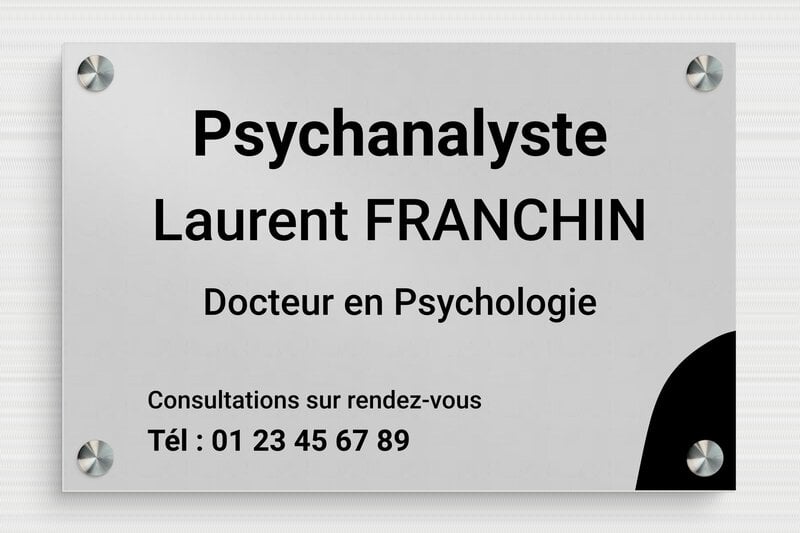 Plaque professionnelle psychanalyste - Aluminium - 300 x 200 mm - anodise - screws-spacer - plaquepro-job-psychanalyste-005-4