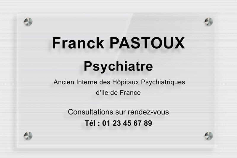Plaque psychiatre - Plexiglass Transparent - 300 x 200 mm - transparent - screws-spacer - plaquepro-job-psychiatre-010-4