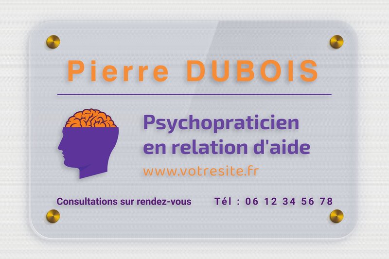 Plaque professionnelle psychopraticien - Plexi Transparent Bleu - 300 x 200 mm - bleu - screws-caps - plaquepro-job-psychopraticien-quadri-002-3