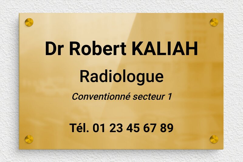  Plaque cabinet radiologie - Laiton - 300 x 200 mm - poli - screws-spacer - plaquepro-job-radiologue-003-0