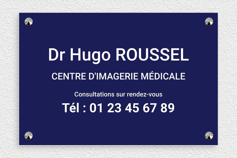  Plaque cabinet radiologie - PVC - 300 x 200 mm - bleu-marine-blanc - screws-caps - plaquepro-job-radiologue-004-0
