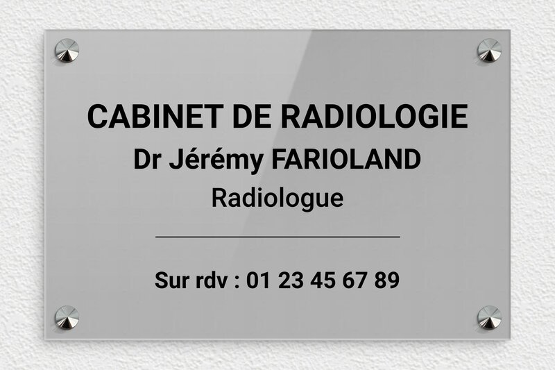  Plaque cabinet radiologie - Plexiglass - 300 x 200 mm - gris-noir - screws-caps - plaquepro-job-radiologue-006-4