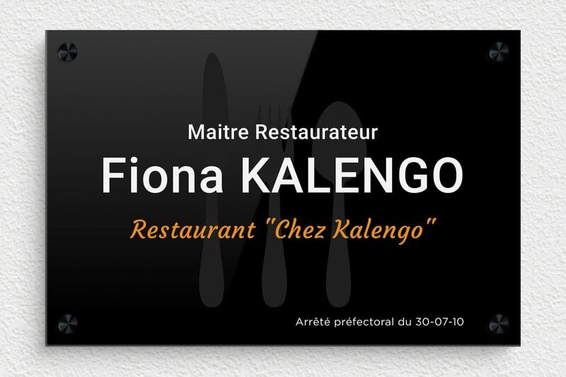 Signalétique restaurant - Plexiglass - 300 x 200 mm - custom - screws-spacer - plaquepro-job-restaurateur-002-1