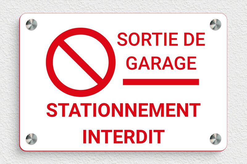 Panneau interdiction de stationner - PVC - 300 x 200 mm - blanc-rouge - screws-spacer - pn-garage-003-4