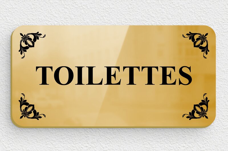 Plaque de porte WC - Toilettes et salle de bains - Laiton - 100 x 50 mm - poli - glue - pp-laiton-001-1