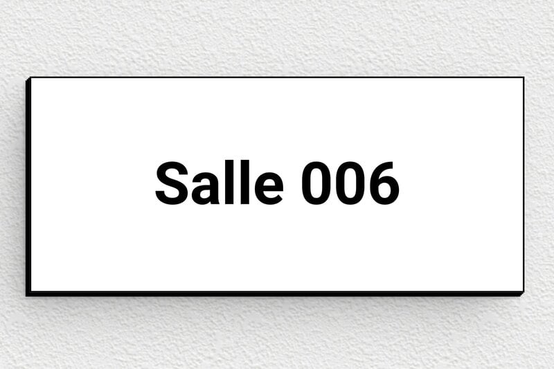 Plaque de porte bureau - PVC - 80 x 35 mm - blanc-noir - glue - pp-laiton-0013-1