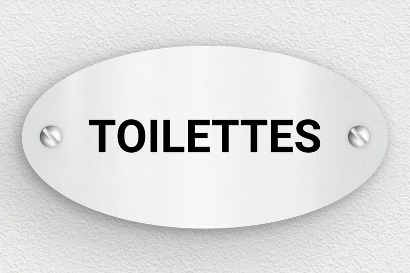 Plaque de porte WC - Toilettes et salle de bains - PVC - 100 x 50 mm - gris-brosse-noir - screws - pp-laiton-005-1