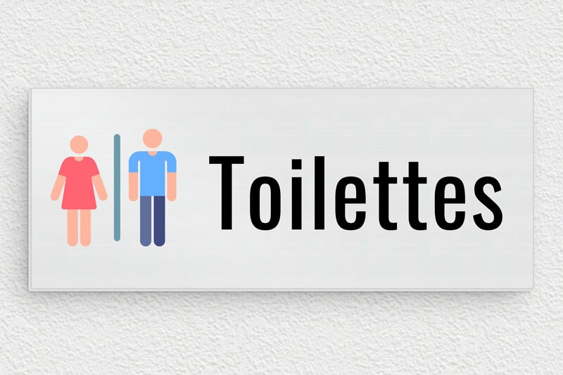 Plaque de porte WC - Toilettes et salle de bains - Aluminium - 150 x 60 mm - brosse - none - pp-piece-toilette-quadri-5